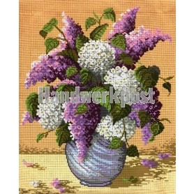 stramien + garenpakket, hortensia's (100% wol)