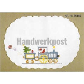 kruissteekkleedje kersttrein, wit