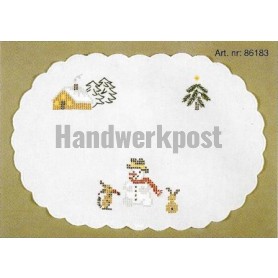 kruis/steelsteekkleedje sneeuwtafereel, wit