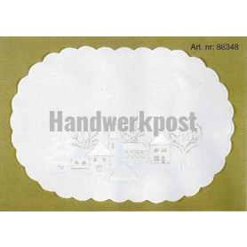 kruis/steelsteekkleedje dorp in wintersfeer, wit