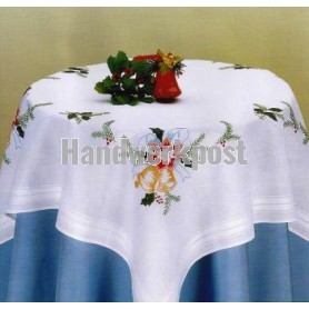 steelsteekdekservet kerstklokken met kerstroos, wit