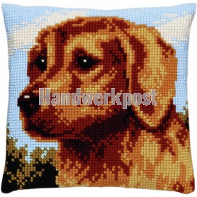 kruissteekkussen golden retriever