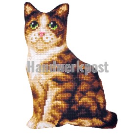 kruissteekkussen bruine poes