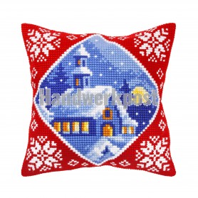 kruissteekkussen kerstnachtdienst in wintersfeer
