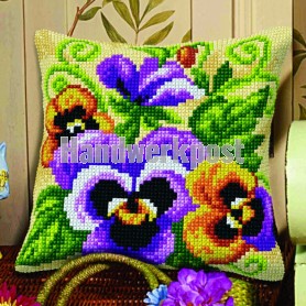 kruissteekkussen viooltjes