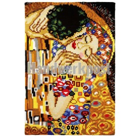 kruissteekwandkleed klimt, de kus