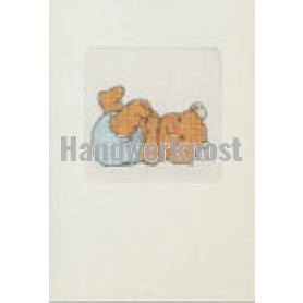 borduurpakket wenskaart, bobbi, beertje met luier