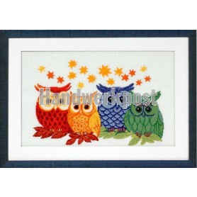 borduurpakket vier gekleurde uilen