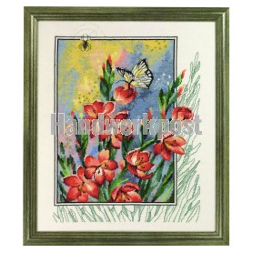borduurpakket vlinder met bloemen