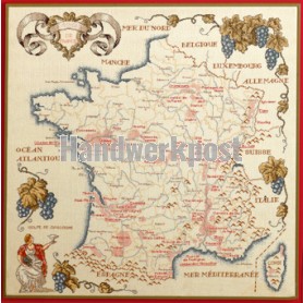 borduurpakket wijnkaart van frankrijk