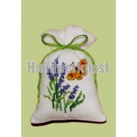 borduurpakket kruidenzakje, bloemen met vlinder