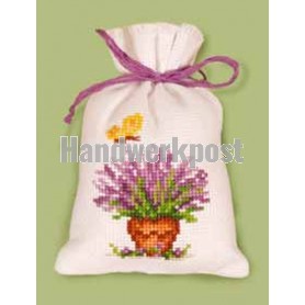 borduurpakket kruidenzakje, lavendel met vlinder