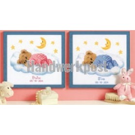 borduurpakket geboorte tim/julie (incl. blauw/rose garen)