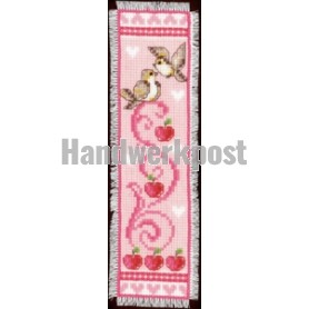 borduurpakket boekenlegger, vogels met appels/rose