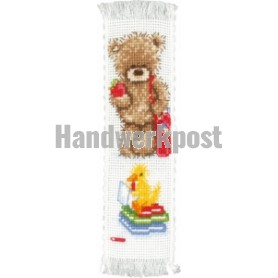 borduurpakket boekenlegger, popcorn bear, naar school-1