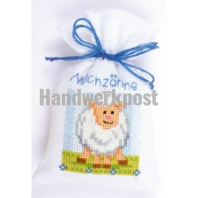 borduurpakket kruidenzakje, schaapje/blauw