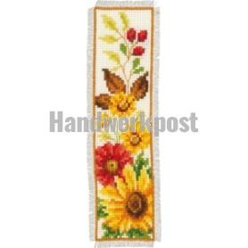 borduurpakket boekenlegger, herfstbloemen