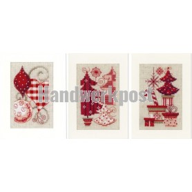 borduurpakket kerstkaart (3 st.) kerstaccessoires in roodtinten
