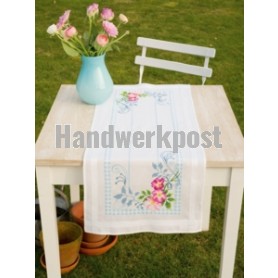 kruissteekloper rose bloemen, wit
