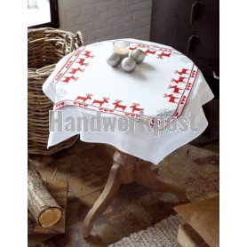 kruissteekdekservet rendieren, wit