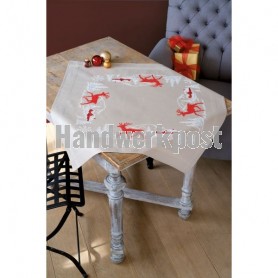 kruissteekdekservet noorse winter, beige
