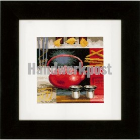 borduurpakket oosterse theepot, rood