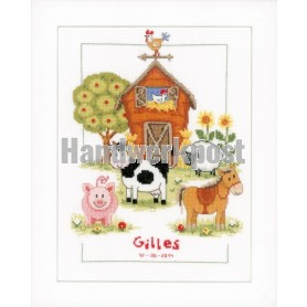 borduurpakket boerderij, geboorte gilles