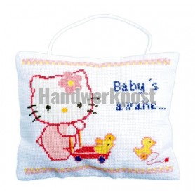 borduurpakket deurhanger, hello kitty, baby slaapt/is wakker