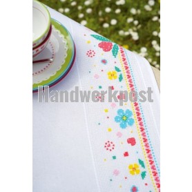 dekservet lief!, kleurige bloemen, wit met aida rand
