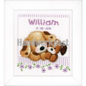 borduurpakket spelende hondjes, geboorte william