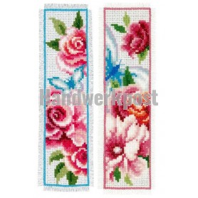 borduurpakket boekenlegger (2 st.) bloemen met vlinders