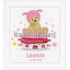 borduurpakket geboorte thomas/leonie (incl. blauw/rose garen)