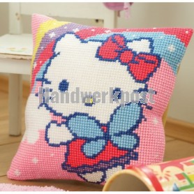 kruissteekkussen hello kitty, bij regenboog
