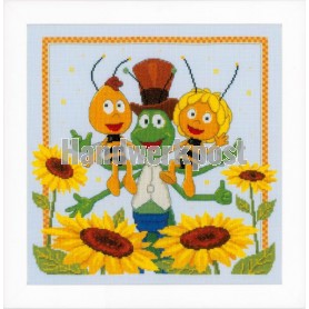 borduurpakket maya de bij, tussen de zonnebloemen