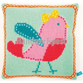 kruissteekkussen lief!, roze vogel