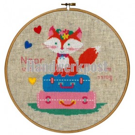 borduurpakket vosje op reis, geboorte noor (incl. borduurring)