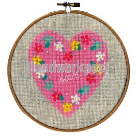 borduurpakket hart met bloemen (incl. borduurring)
