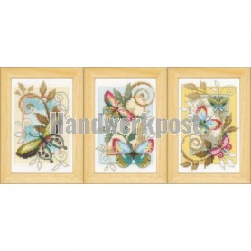 borduurpakket decoratieve vlinders drieluik