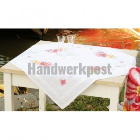kruissteekdekservet kleurige bloemen, wit