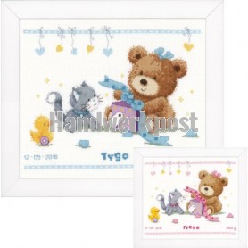 borduurpakket "geboortecadeautje" (incl. blauw/rose garen)