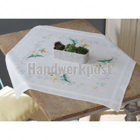 kruissteekdekservet vlinders met bloemen, wit