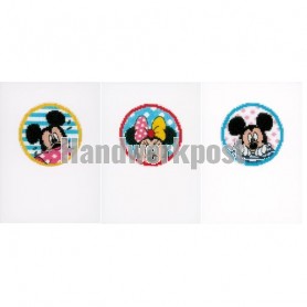 borduurpakket wenskaart (3 st.) mickey mouse, kiekeboe
