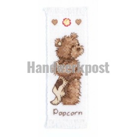 borduurpakket boekenlegger, popcorn bear, popcorn