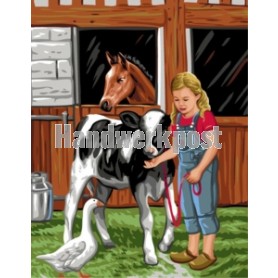 stramien meisje op de boederij