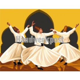 stramien + garenpakket, dervish dansers