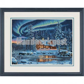 borduurpakket winterlandschap in nachtsfeer