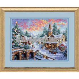 borduurpakket dorp in kerst/wintersfeer