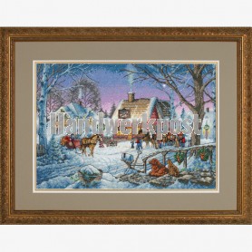 borduurpakket nostalgisch winkelen in wintersfeer