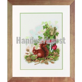 borduurpakket knabbelende eekhoorn 