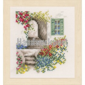 borduurpakket steegje met bloemen